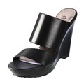 Charles by Charles David Women's 'Thrive 2' Black Leather Wedge Sandals