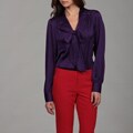 Vince Camuto Women's Persian Plum Tie Detail Long Sleeve Top