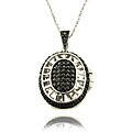 Fusion Silver Overlay Black Diamond Accent Oval Filigree Locket