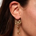 ABS by Allen Schwartz Goldtone Pave Bow Earrings