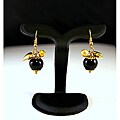 Goldtone Onyx Dangle Earrings (Thailand)