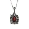 Marc Sterling Silver Garnet and Marcasite Necklace
