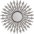 Kimani Antiqued Silver Metal Round Sun Framed Mirror