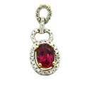 D'sire 10k Gold Rubellite and 1/5ct TDW Diamond Pendant (H-I, I1-I2)