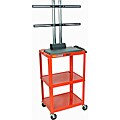 Luxor 24-42 Inch High Open 3 Shelf Flat Panel  Adjustable AV Cart