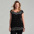 Harve Benard Women's Plus Size Black Beaded Shirt