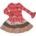 Beetlejuice London Girl's Multi Tier Stripe Flower Applique Dress