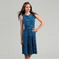 Jessica Howard Women's Abstract Pattern Sleeveless Ruched Waist Dress