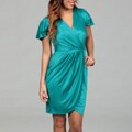 Suzi Chin for Maggy Boutique Women's Short Flutter Sleeve Surplus Neckline Dress