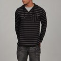 WTO2 Men's Black Striped Hooded Shirt