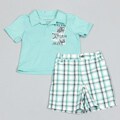 Calvin Klein Toddler Boy's Blue Polo Shirt and Plaid Pants
