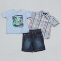 Calvin Klein Toddler Boy's Blue Plaid Top and Shorts Set