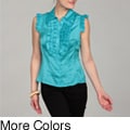 Piano Women's Sleeveless Ruffle Trim Top
