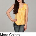 Piano Women's Bubble Hem Cascading Ruffle Accent Top