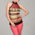 Piano Women's Abstract Coral Pattern Halter Top