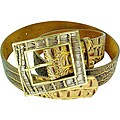Vecceli Italy Women's Brown 1.5-inch Alligator-skin Embossed Cowhide Belt
