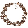Dyed Freshwater Pearl and Shell 3 strand Necklace (3-8 mm)