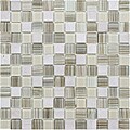 SomerTile 11.5x11.5-inch Chroma Square Pistachio Glass and Stone Mosaic Tiles (Set of 10)