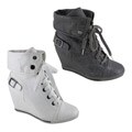 Bucco Womens Lace-up Wedge Booties