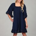 Argenti Women's Navy Crochet Neckline Dress