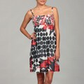 Argenti Red Black Dot Ruffle Bust Baby Doll Dress