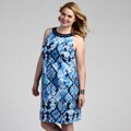 Jessica Howard Women's Plus Size Allover Printed Shift Dress