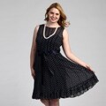 Jessica Howard Plus Navy/ White Polka-dot Dress