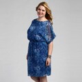 Jessica Howard Blue Plus Size Dolman Sleeve Dress