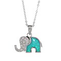 La Preciosa Sterling Silver Created Opal and CZ Elephant Necklace