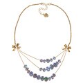 Betsey Johnson Goldtone Purple Glass Flower 3-row Necklace