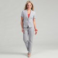 Emily Women's Blue/ White One-button Pant Suit