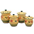 Sunflower Garden Collection Handcrafted 4-Piece Kitchen Canister Set