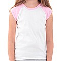 American Apparel Girl's White/ Pink Raglan Top