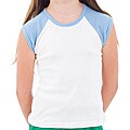 American Apparel Girl's White/ Baby Blue Raglan Top