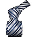 Dmitry Men's Italian Pearl White Striped Silk Tie