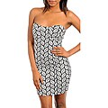 Stanzino Women's Black/White Leaf Print Strapless Dress