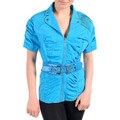 Stanzino Women's Plus Size Belted Blue Top