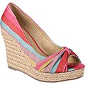 Refresh by Beston Women's 'Valerie' Fuchsia Peep-toe Espadrille Wedge Pumps