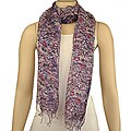 Hand-spun Silk Purple Floral Scarf (India)