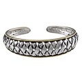Sunstone Two-tone Sterling Silver Woven Design Cuff Bracelet