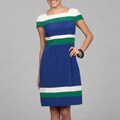 Chetta B Women's Blue Colorblock Striped Dress