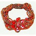 Orange and Yellow Glass Bead Magnetic Flower Bracelet (Guatemala)