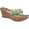 Refresh by Beston Women's 'Summer-04' Green Wedge Sandal