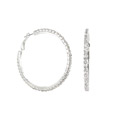 Roman Silvertone Clear Crystal Hoop Earrings