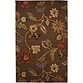 Hand-Tufted Brown Floral Wool and Art Silk Area Rug (2' X 3')