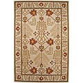 Hand-tufted Sand Brown/ Red Wool Rug (8' x 11')