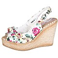 Refresh by Beston Women's 'Tamara-05' White Floral Wedge Slingbacks