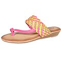 Refresh by Beston Women's 'Tokyo-15' Fuchsia Multicolor Braided Thong Sandal
