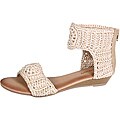 Refresh by Beston Women's 'Tokyo-05' Beige Knit Wedge Sandals