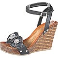 Refresh by Beston Women's 'Shania-03' Black Platform Wedge Sandals